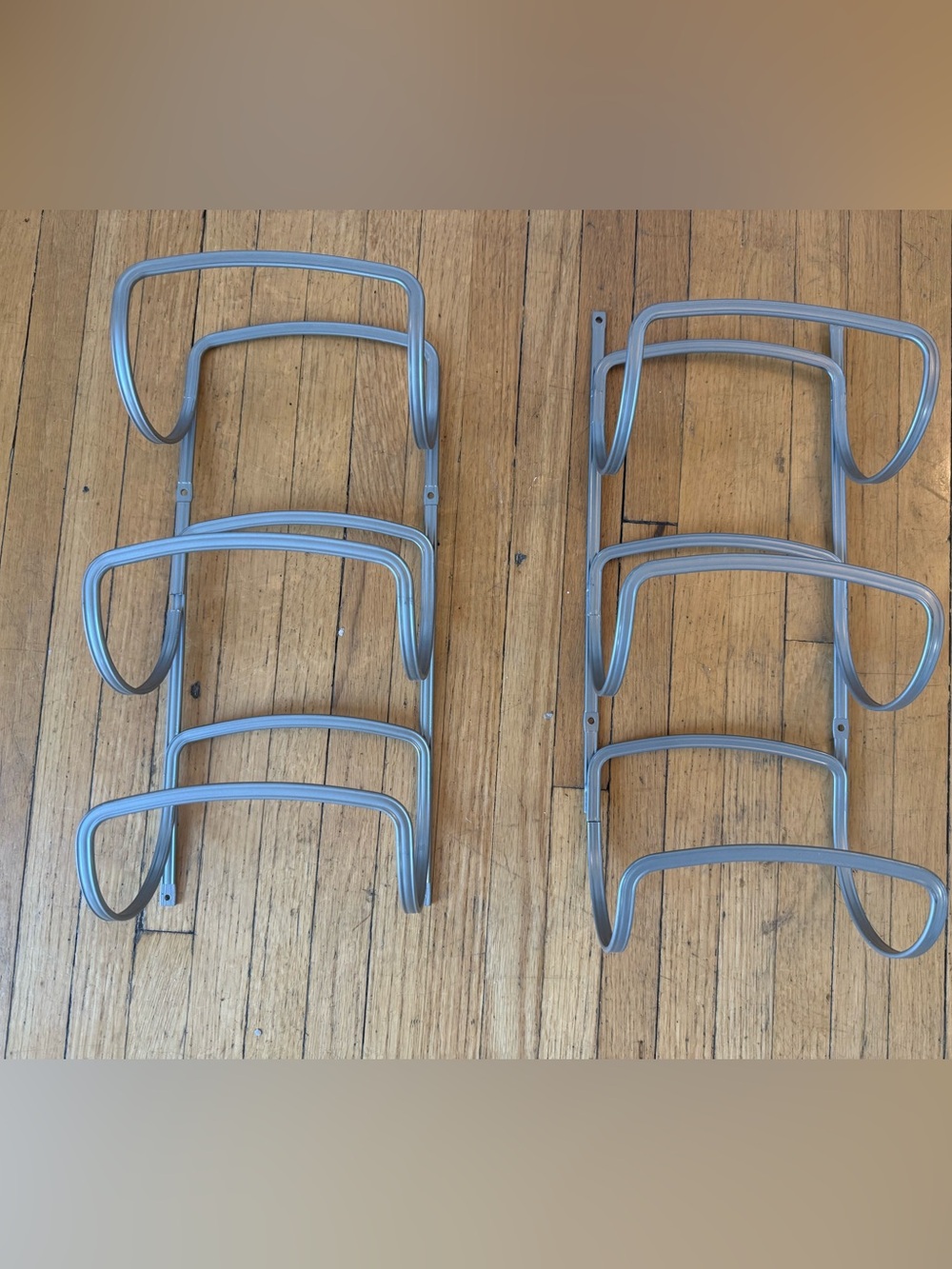 Gray Metal Wall-Mounted Wine or Towel Rack - Set of 2!